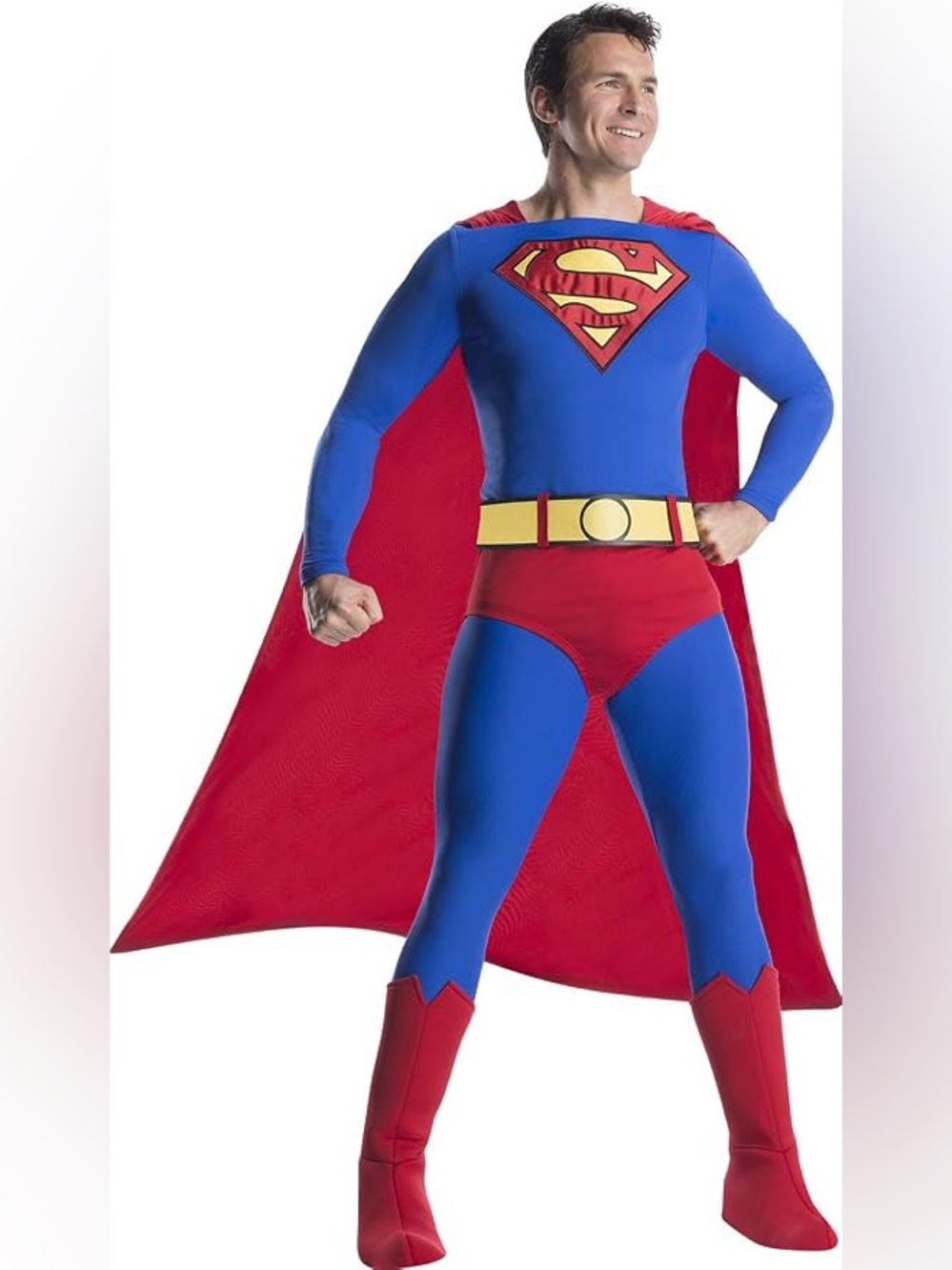 DC Comics Men’s Superhero Jumpsuit in Blue, Red and Yellow